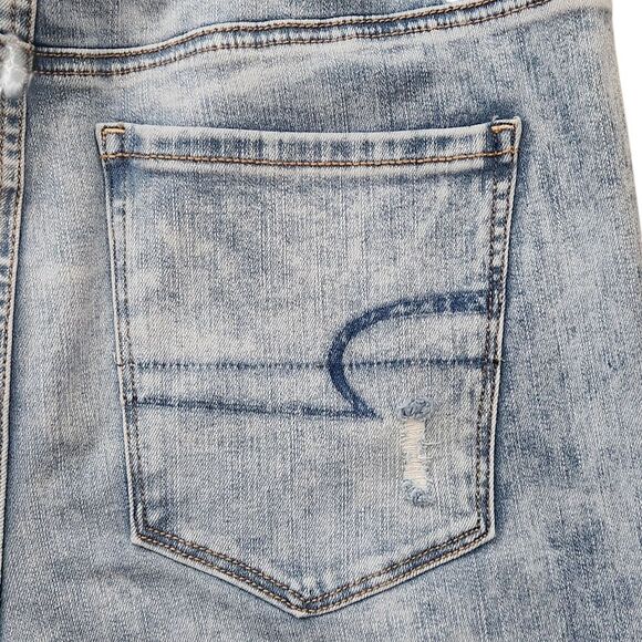 American Eagle Women's Hi-Rise Jeans Denim Blue Skinny Distressed Size 6 Small - Picture 9 of 16